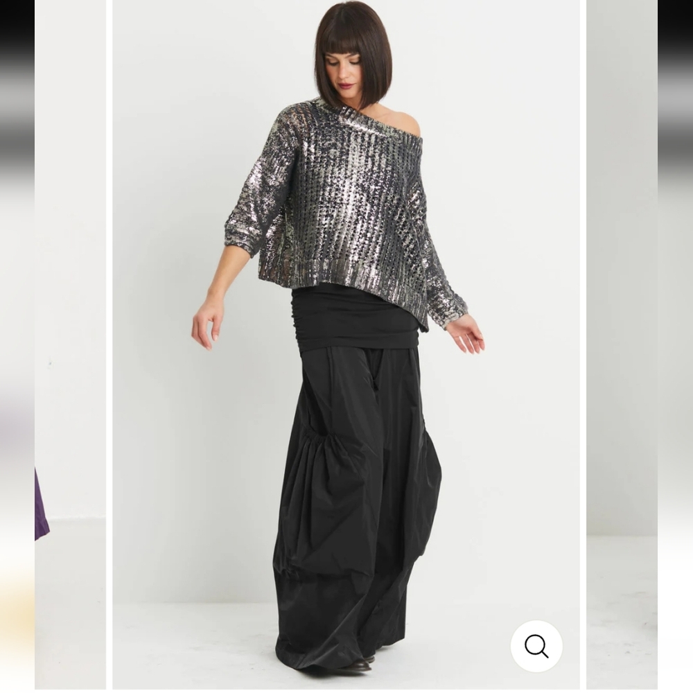 Planet By Lauren G Black Big Pockets Wide Leg Pull On Pants 2 10-14 (Box24)